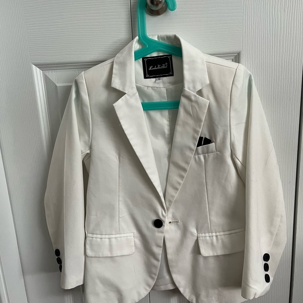 White Blazer with Black Buttons for boys